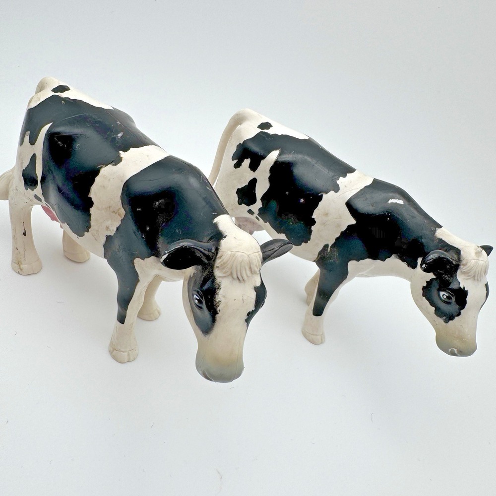 2 Playskool Animals Realistic Holstein Cow Animal Friends Toy Figure 1990 Farm